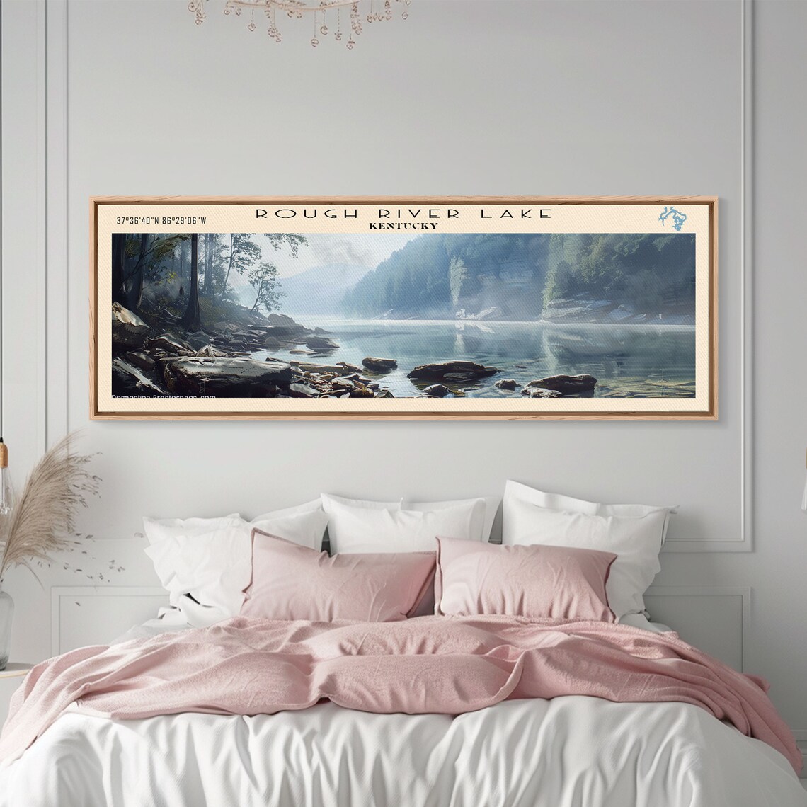 Rough River Lake Kentucky Misty Morning Rocky Shoreline Travel Poster - Image 2