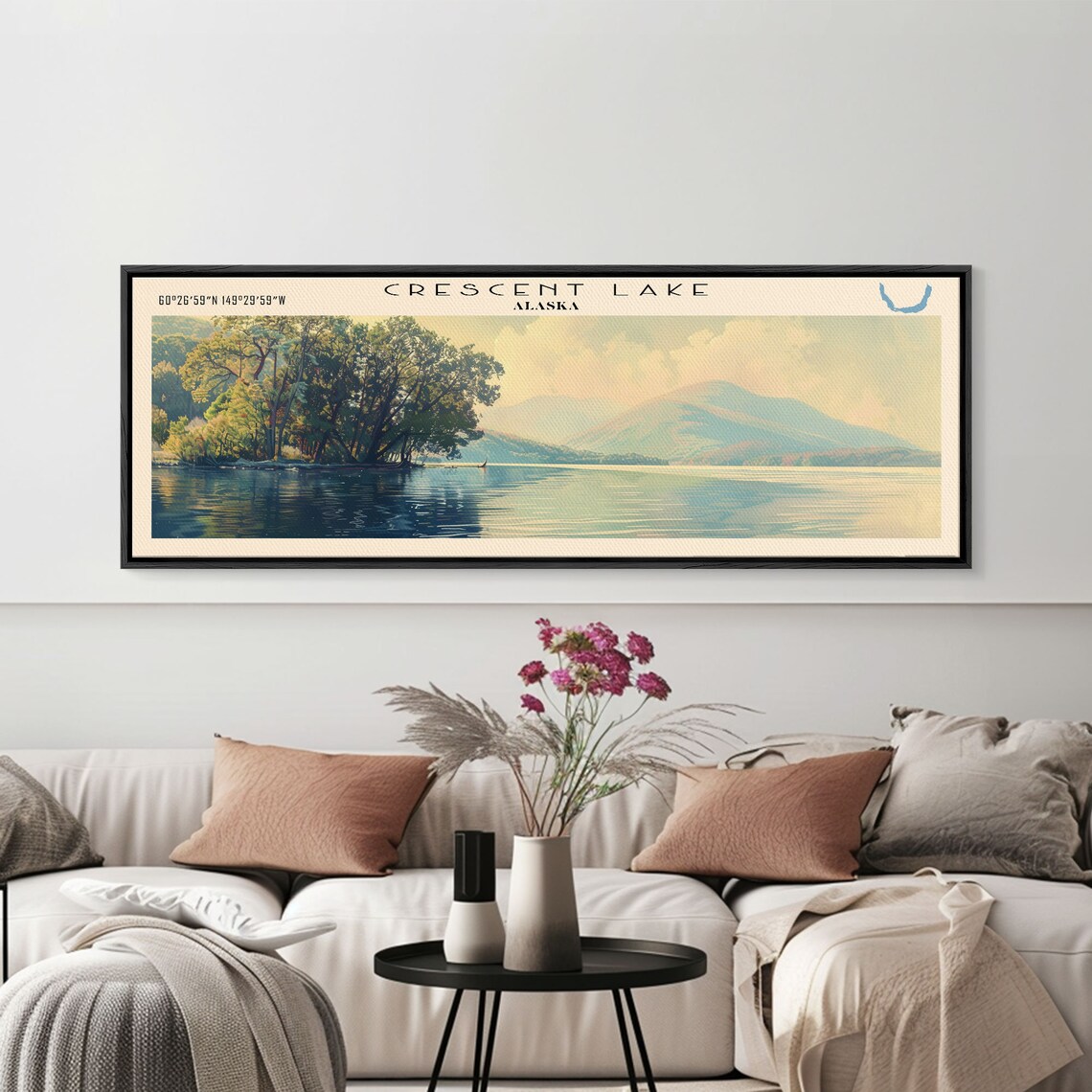 Crescent Lake Alaska Lush Island Point Calm Teal Water Travel Poster - Image 4
