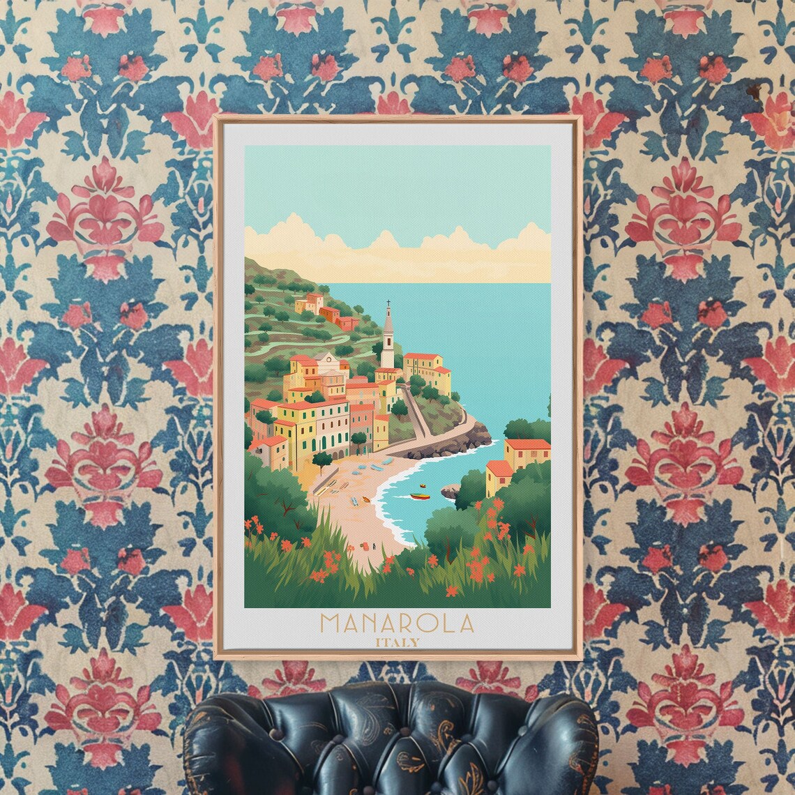 Manarola Italy Cinque Terre Colorful Cliff Village Beach Harbor Travel Poster - Image 6