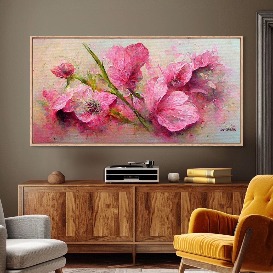 Pink Flowers, Boho Floral Art Print for Living Room - Image 6