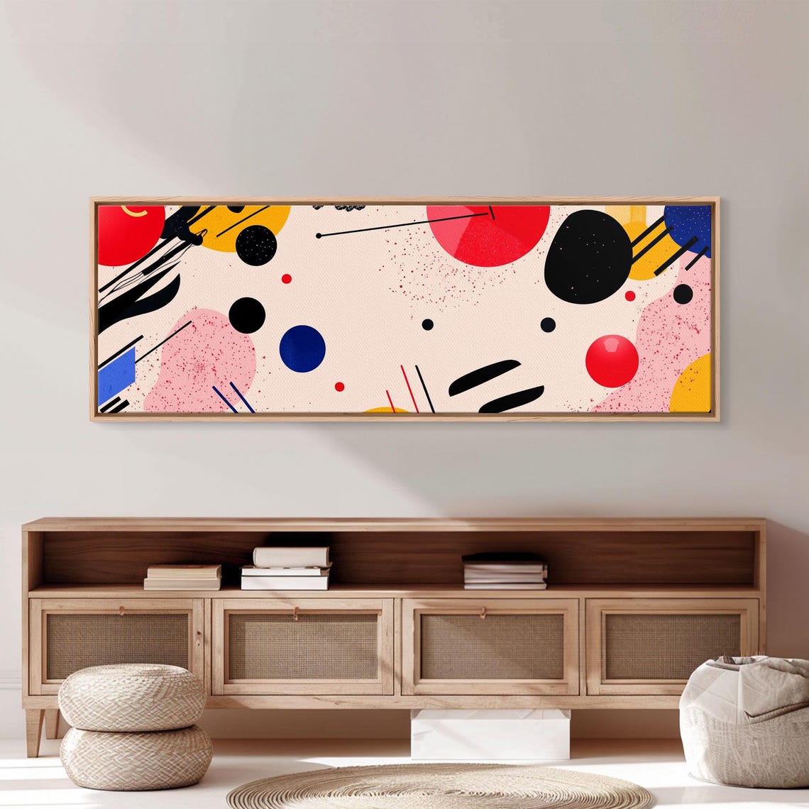 Retro 90s Geometric Shapes Pink Blush Abstract Colorful Art Poster - Image 2