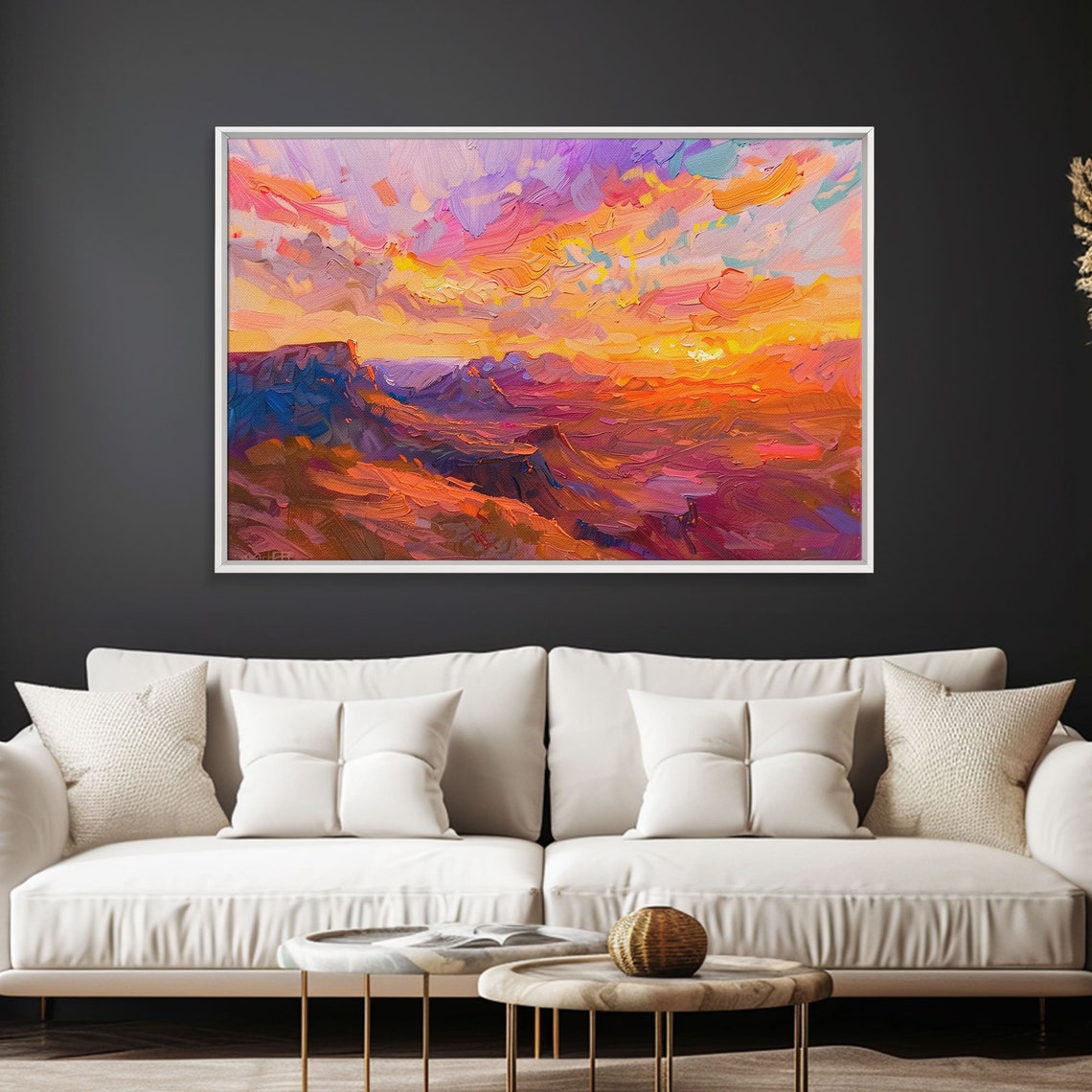 Grand Canyon Sunset Vibrant Impressionist Landscape Art Poster - Image 4
