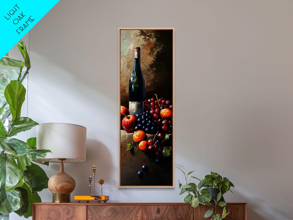 Wine Bottle Apples Grapes Oranges Classic Still Life Kitchen Poster - Image 5