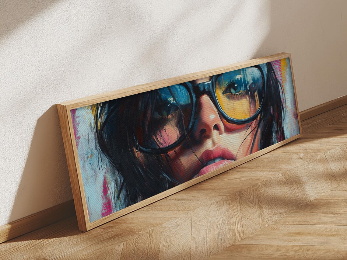 Pop Art Woman Sunglasses Portrait Panoramic Colorful Bold Modern Art Poster - Image 3