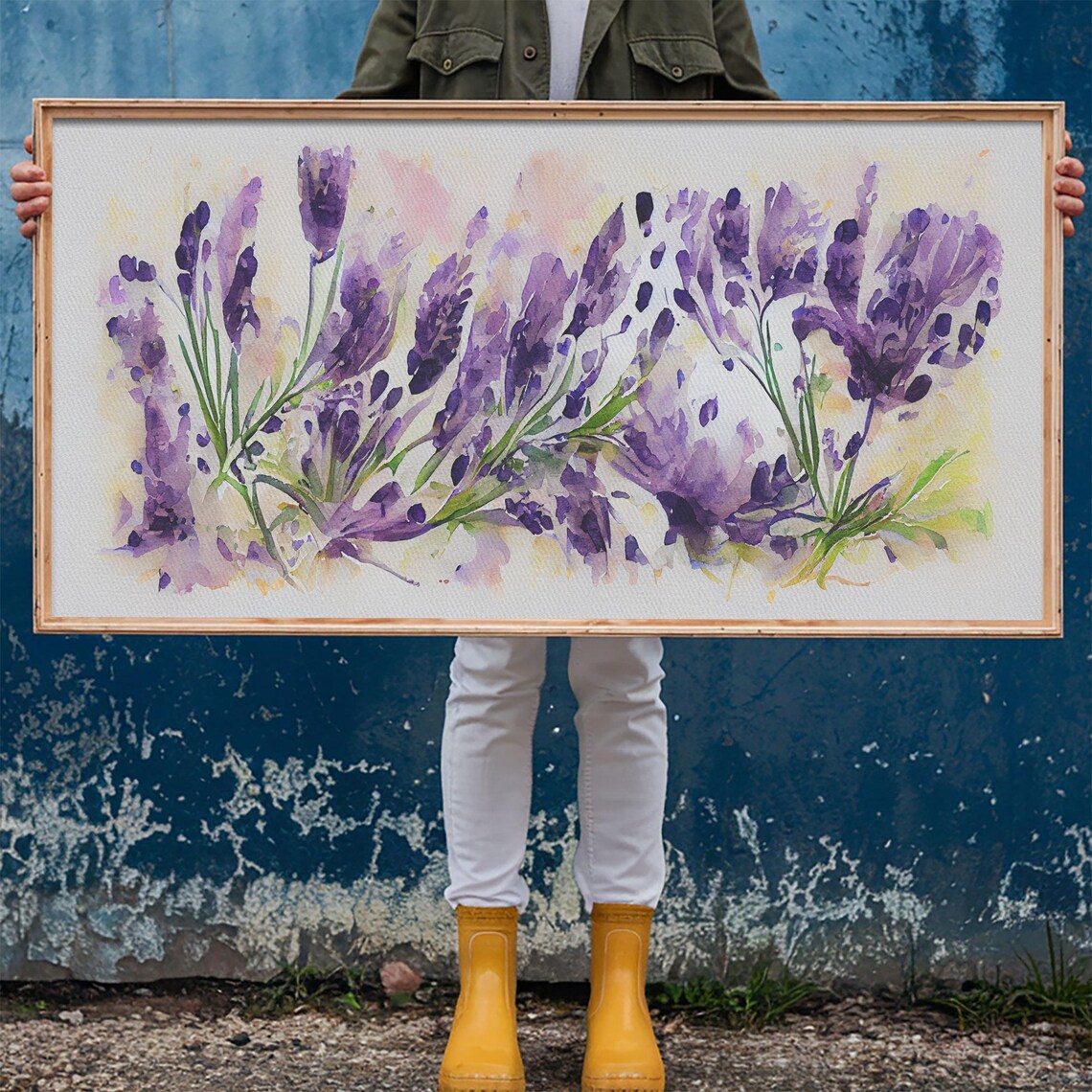 Purple Lavender Watercolor Flowers Botanical Farmhouse Rustic Poster