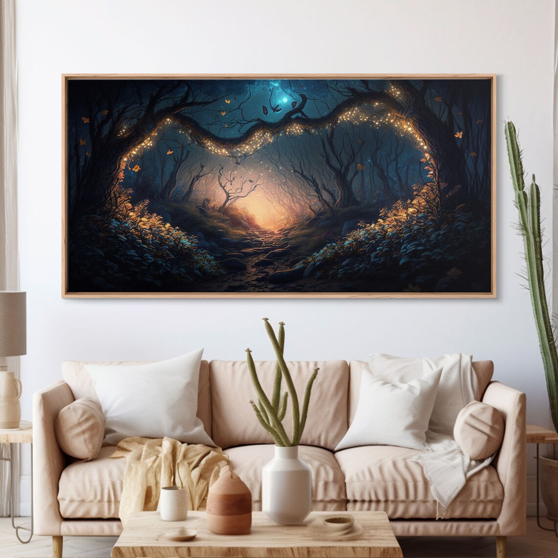 Wreath Of Fireflies Fantasy Art, Moonlit Forest Floor - Image 3
