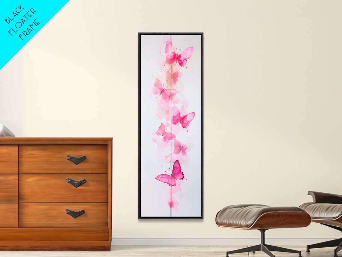 Pink Butterflies Ascending Watercolor Delicate Feminine Art Poster - Image 5