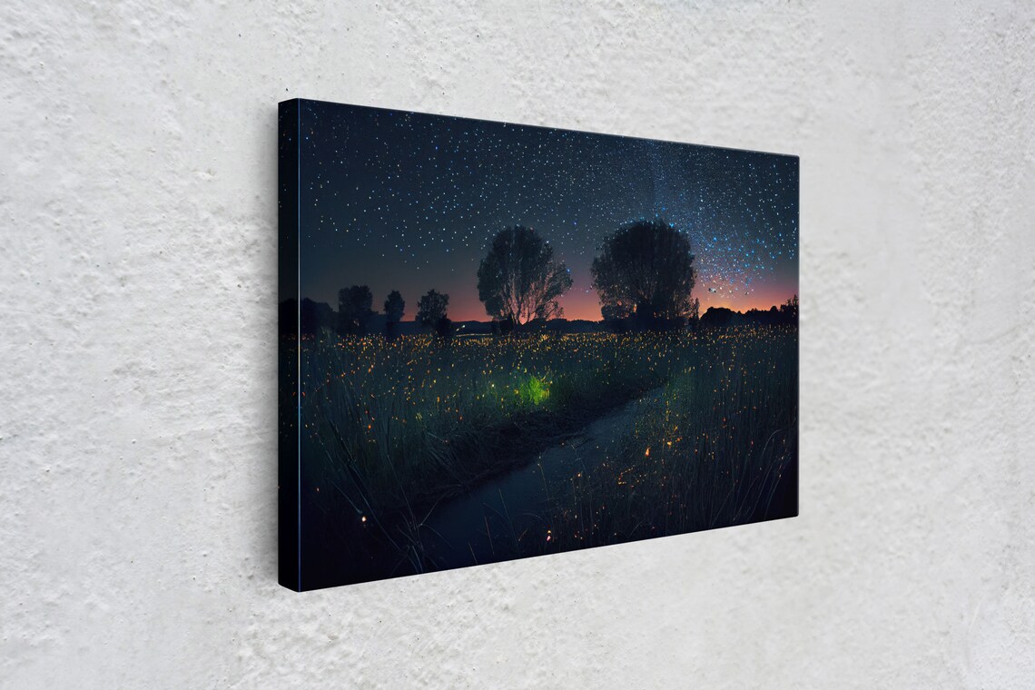 Fireflies Over Oklahoma Prairie, Starry Night Art Print - Image 4