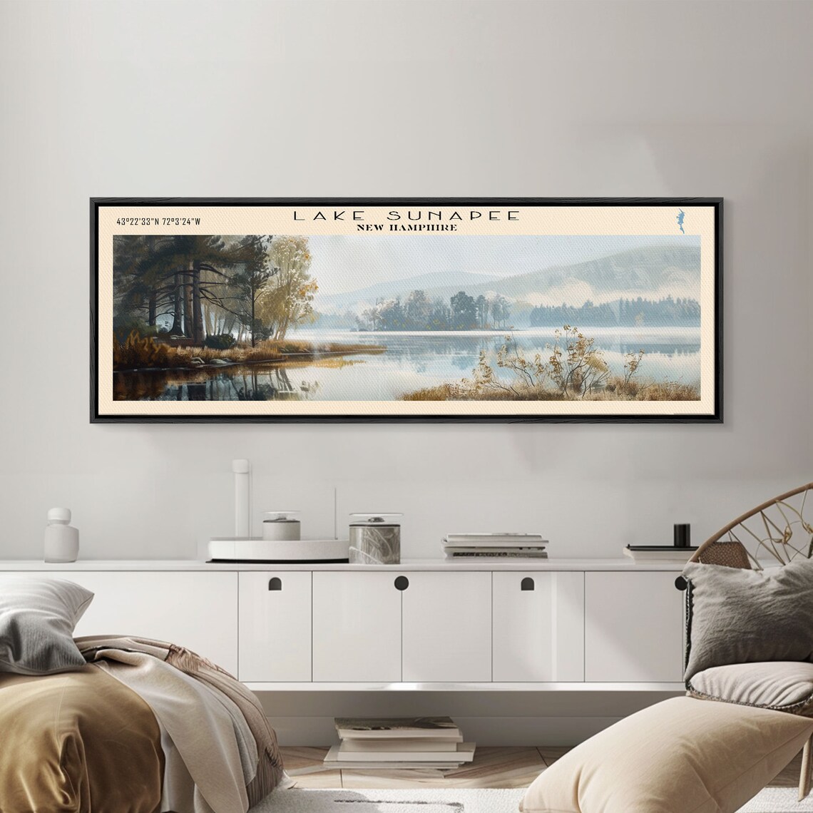 Lake Sunapee New Hampshire Travel Poster, Landscape Print - Image 4