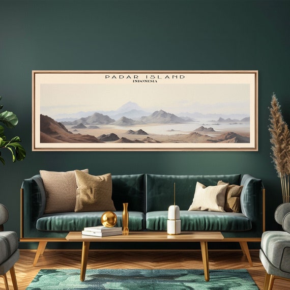 Padar Island Indonesia Travel Poster Print Framed Print Indonesia Panoramic Travel Art Framed Art Wall Hanging Home Decor