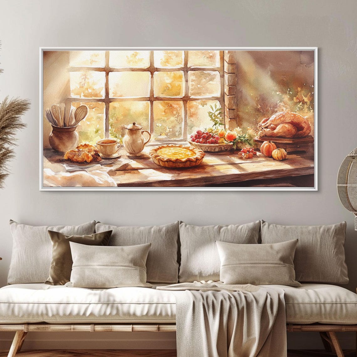 Thanksgiving Harvest Table Pumpkin Pie Turkey Window Art Print - Image 5