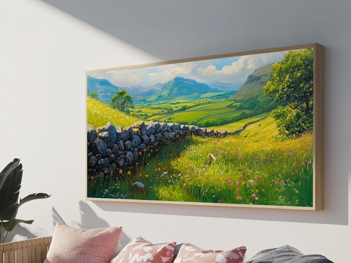 Hadrians Wall England Green Rolling Valley Ancient Stone Wall Poster - Image 4