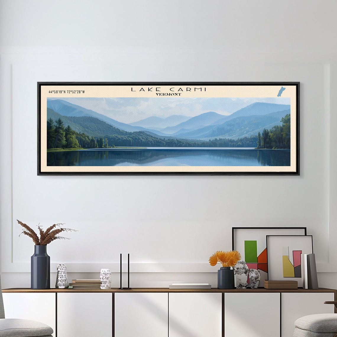 Lake Carmi Vermont Layered Blue Mountain Lake View Travel Poster - Image 2