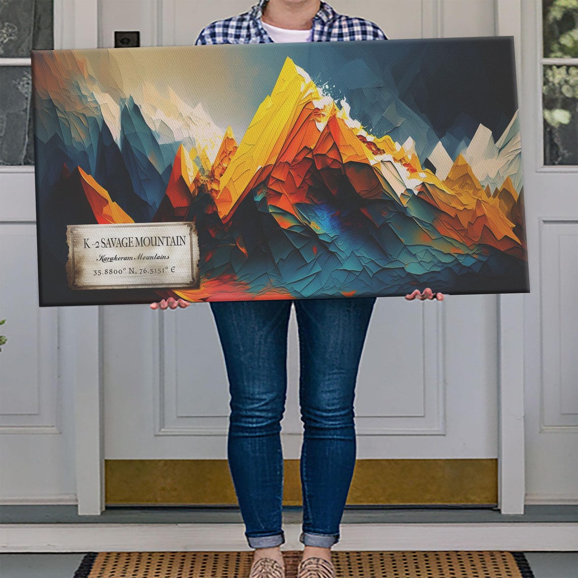 K2 Savage Mountain Karakoram Colorful Geometric Abstract Peak Poster - Image 4