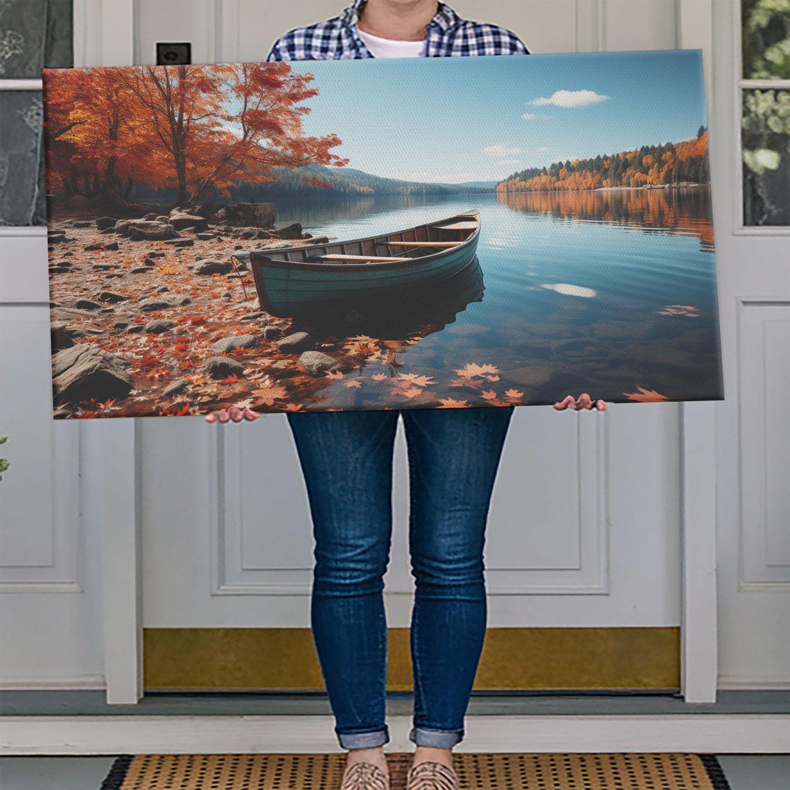 Pacific Northwest Photography Print Beautiful Lake With Canoe In The Fall Framed Print Photography Decor Fall Decor - Image 4