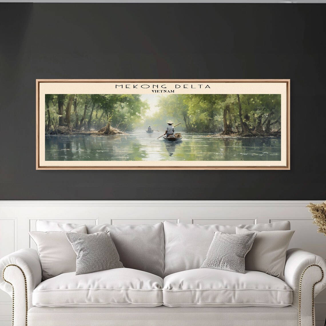 Mekong Delta Vietnam River Boatman Lush Banks Panoramic Poster - Image 6