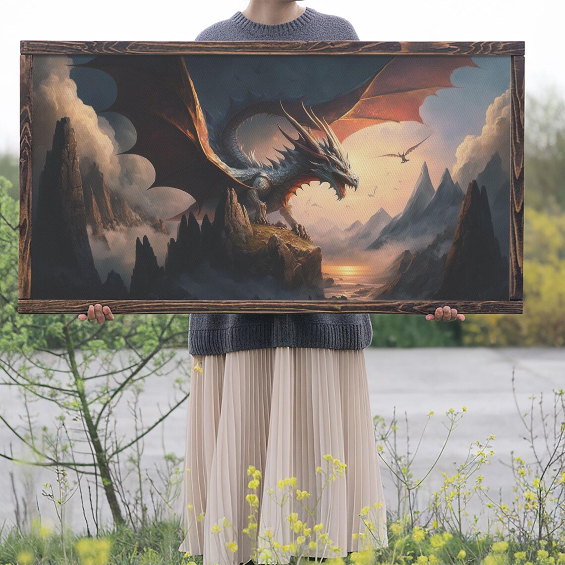 White Dragon On A Mountain Top, Fantasy Art - Image 2