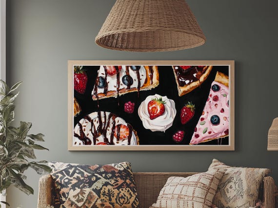 Food Painting Print Desserts Painting Wall Art Framed Print Kawaii Food Painting For Kitchen Kitchen Home Decor Kitchen Wall Art