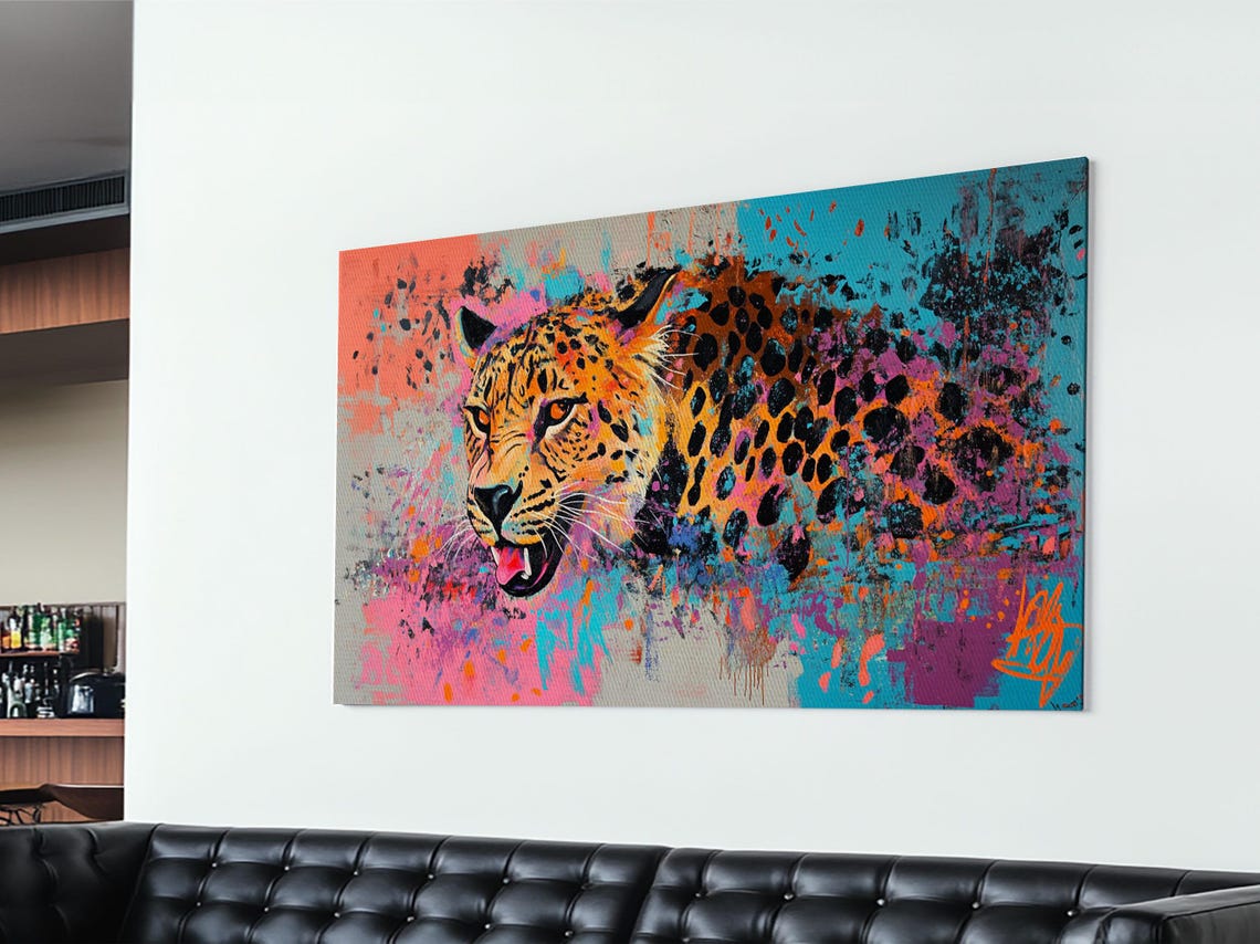 Pop Art Cheetah Colorful Paint Splash Graffiti Style Wild Cat Poster - Image 3