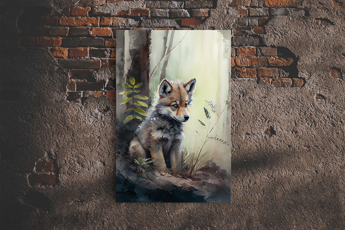 Watercolor Wolf Pup Art Print, Animal Wildlife - Image 6