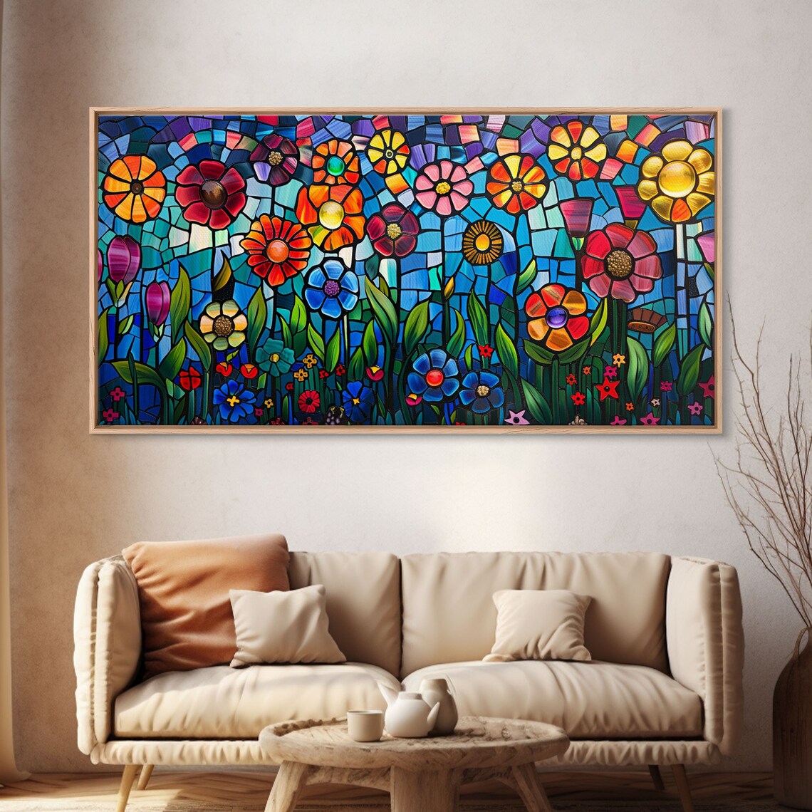 Springtime Flowers, Stained Glass Style Poster Print - Image 4