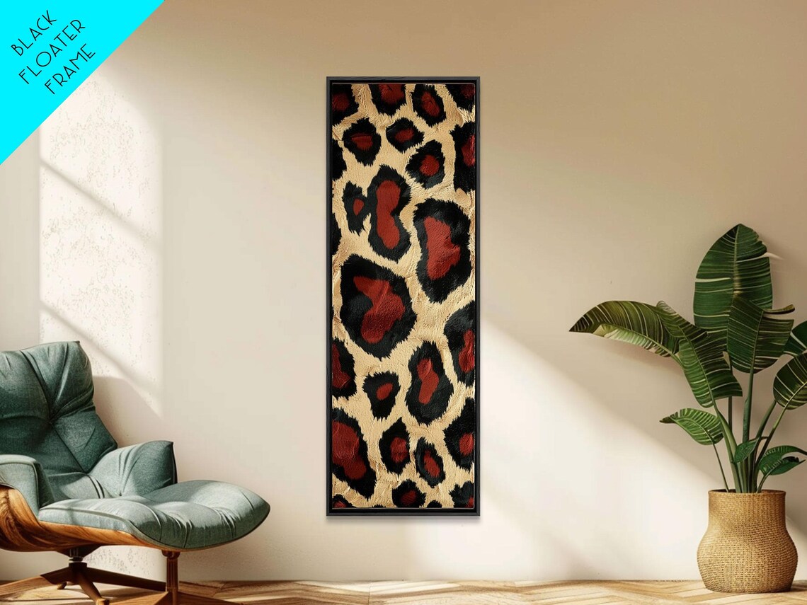 Classic Leopard Print Cream Black Red Spots Animal Pattern Poster - Image 6