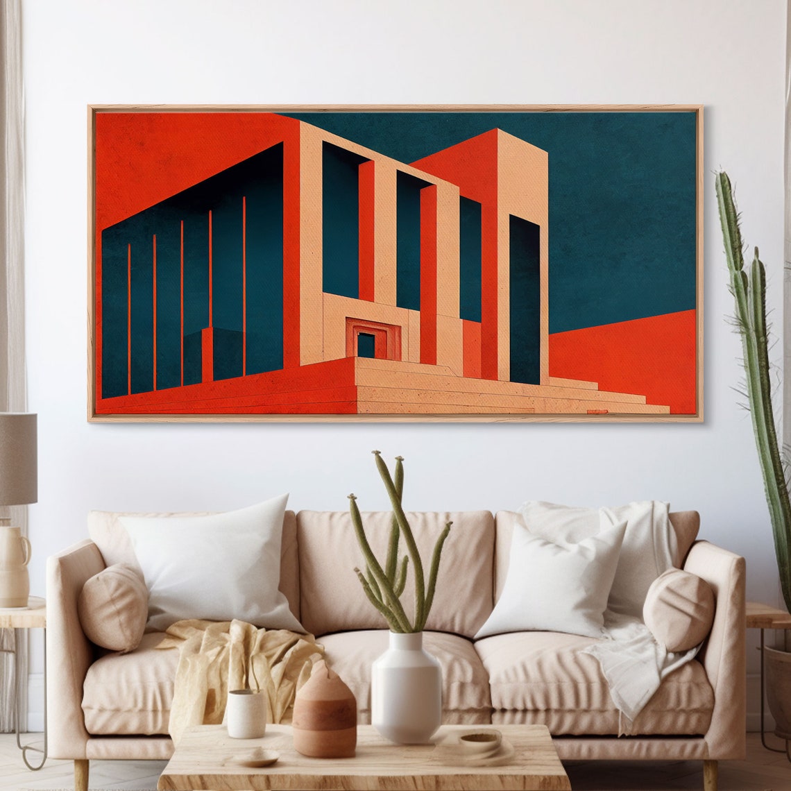 Surreal Brutalist Architecture Art Pop Art Deco Psychedelic Art Wall Decor Ready To Hang Framed Print Oversize Wall Art - Image 3