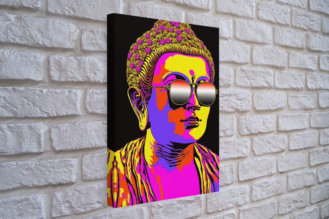 Neon Pop Art Buddha Head Round Sunglasses Psychedelic Zen Wall Poster - Image 3