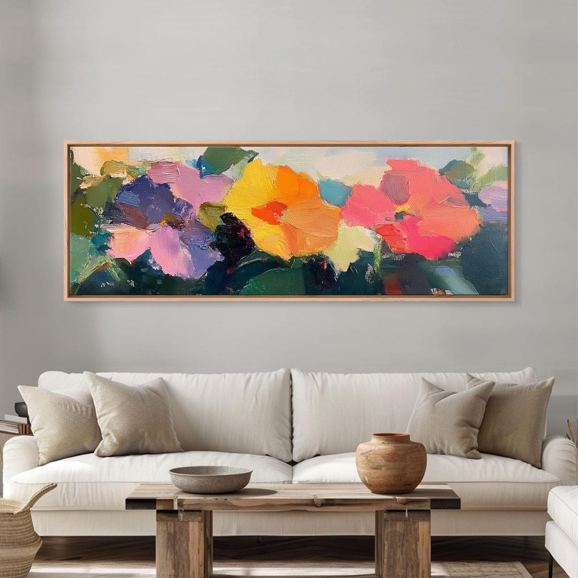 Abstract Colorful Flowers Bold Brushstrokes Pink Yellow Oil Poster - Image 6