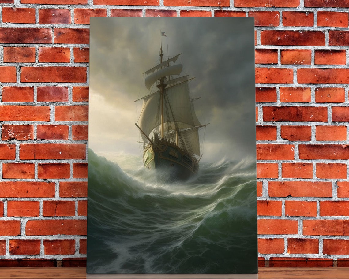 Haunted Ghost Ship On Stormy Seas Dark Fantasy Ocean Art Poster - Image 5