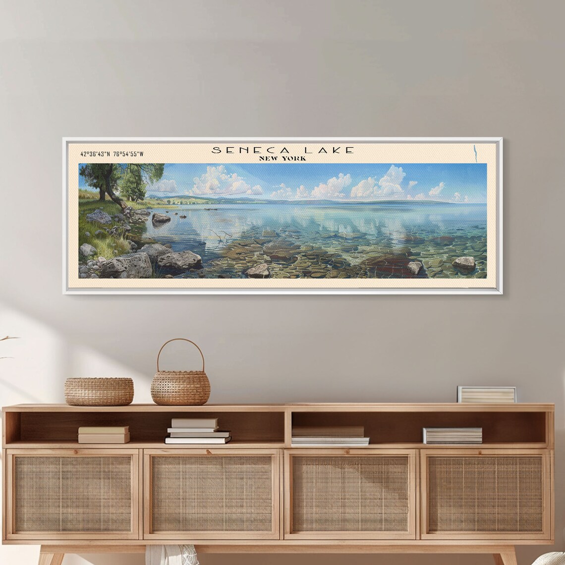 Seneca Lake New York Crystal Clear Rocky Shore Summer Travel Poster - Image 2