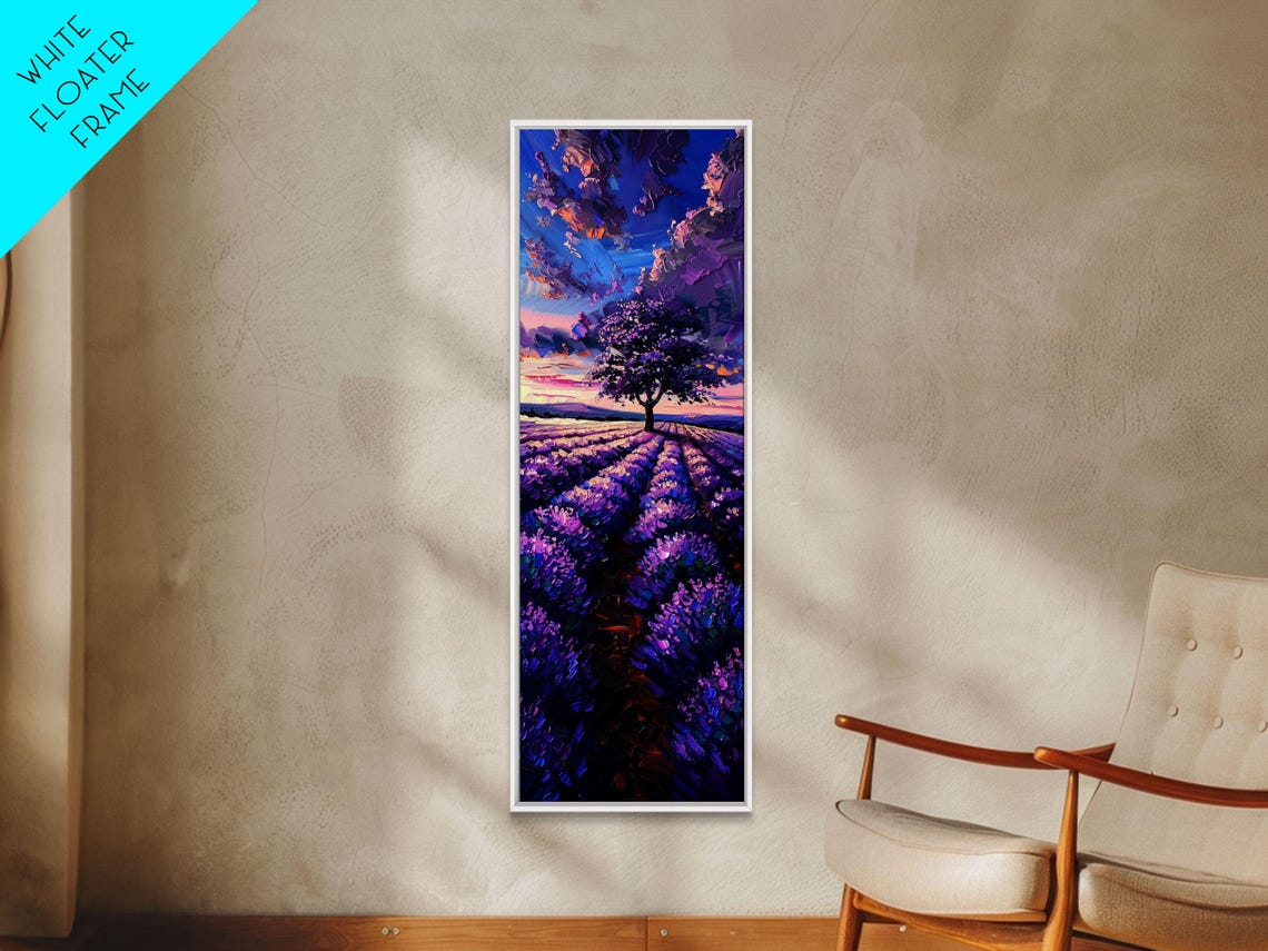 Lavender Field Purple Tree Dramatic Sunset Sky Floral Landscape Poster - Image 6