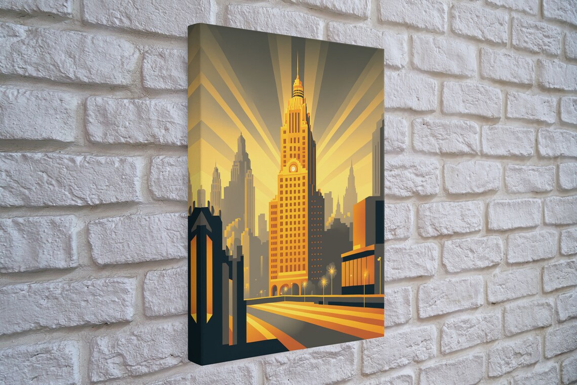 Art Deco Architecture, 1930s Style City Skyline Poster - Image 3