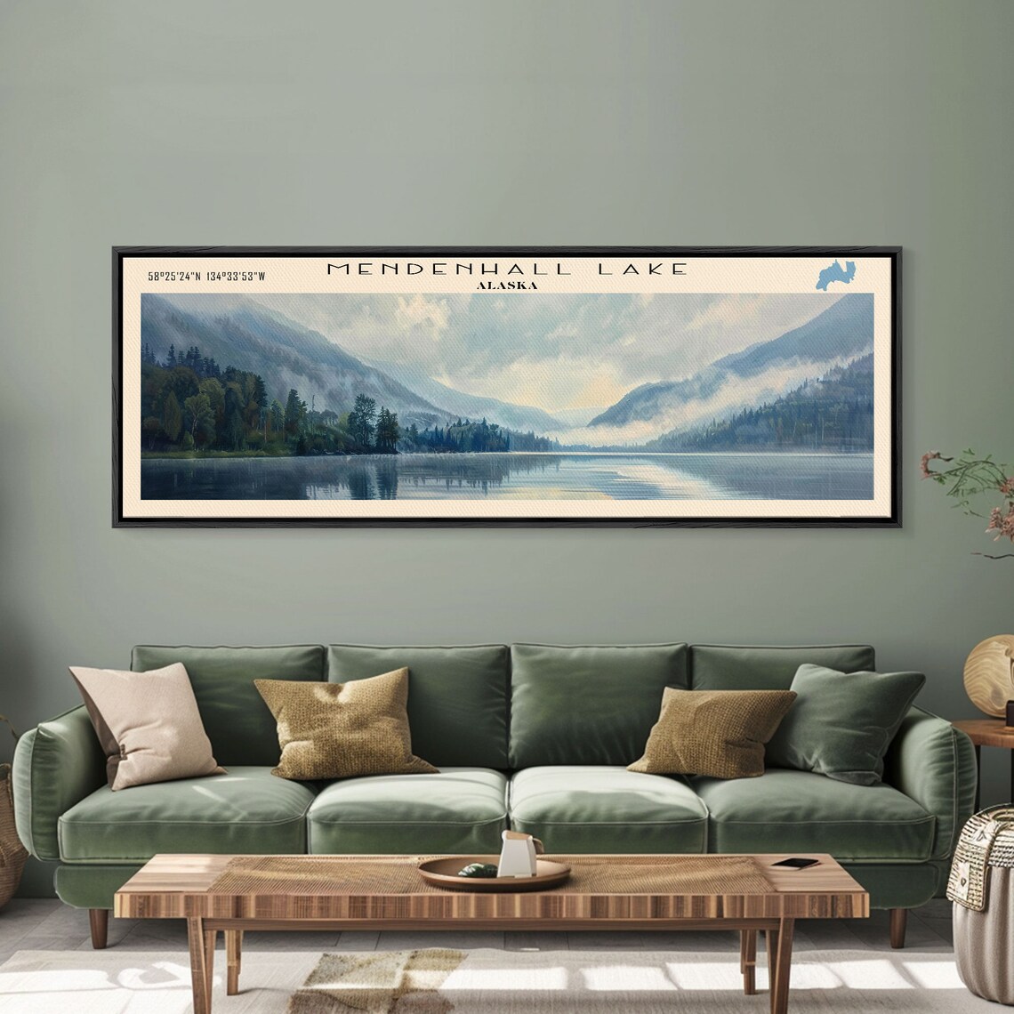 Mendenhall Lake Alaska Misty Mountain Fjords Mirror Water Lake Poster - Image 2