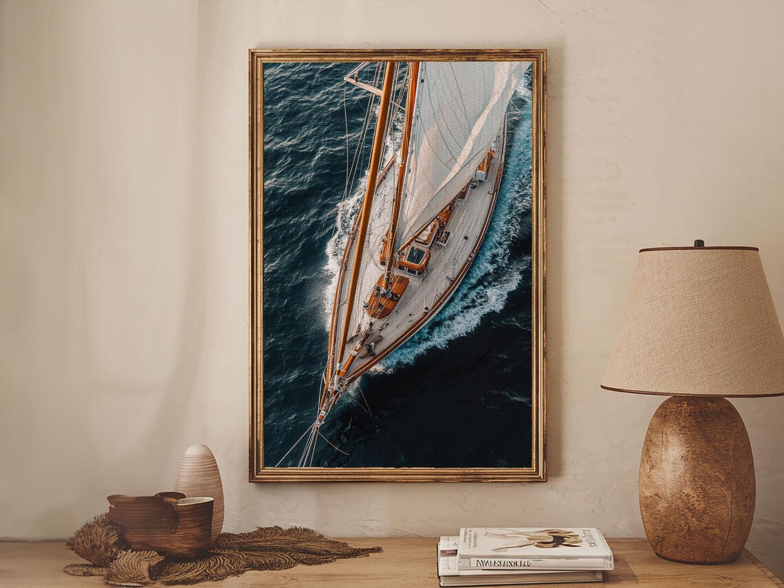 Birds Eye View Of Sailboat, Nautical Wall Art Print - Image 5