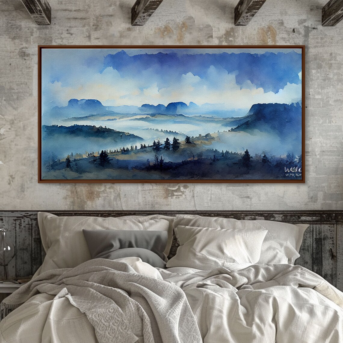 Watercolor Valley Trees and Mountains Art Print - Image 3