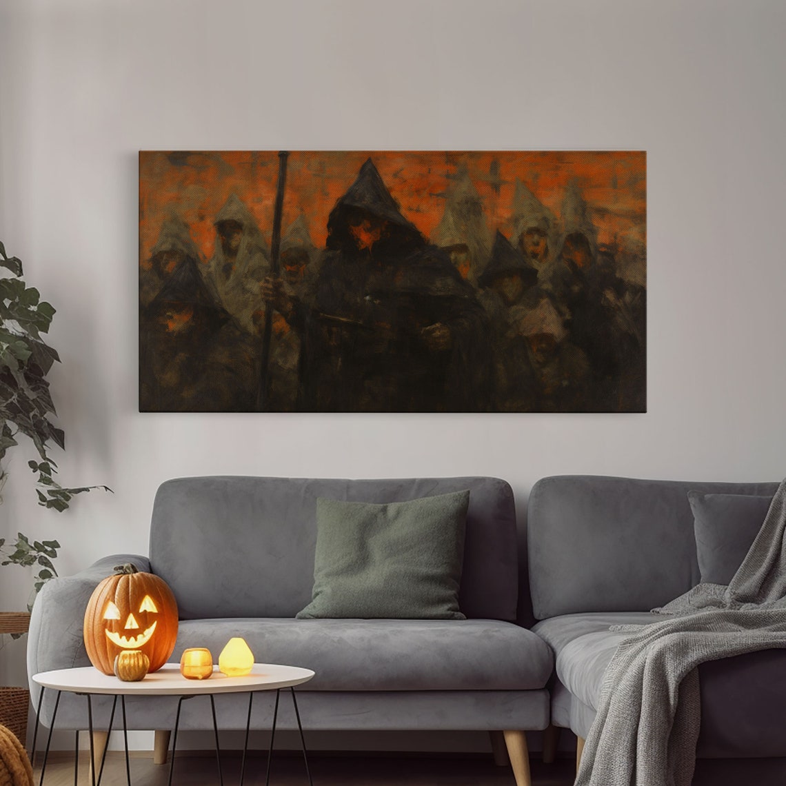 The Cult Hooded Figures Fiery Panoramic Gothic Horror Poster - Image 3