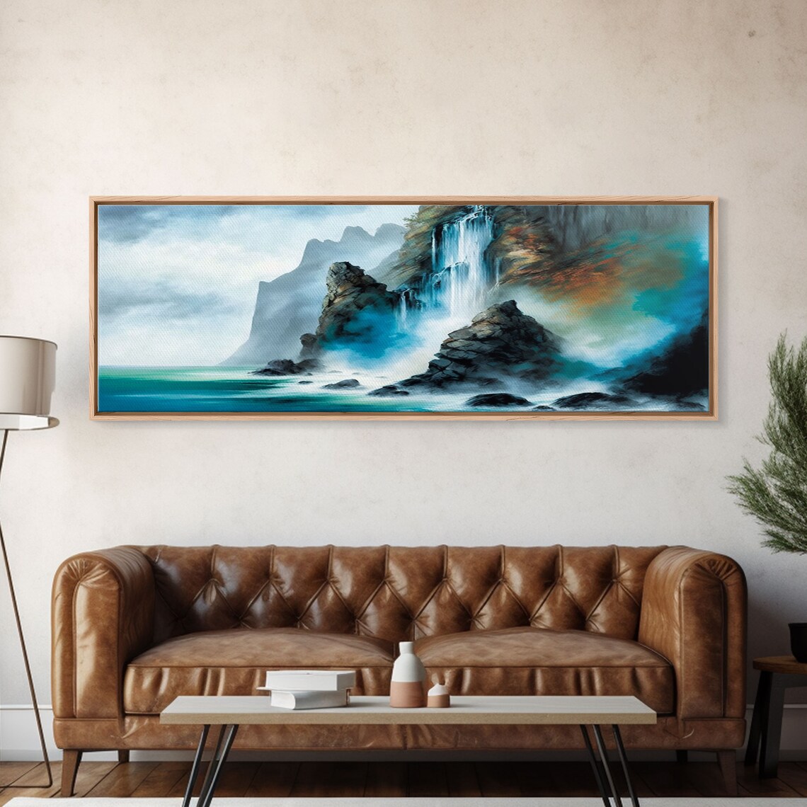 Fantasy Waterfall Panoramic Landscape Art Print