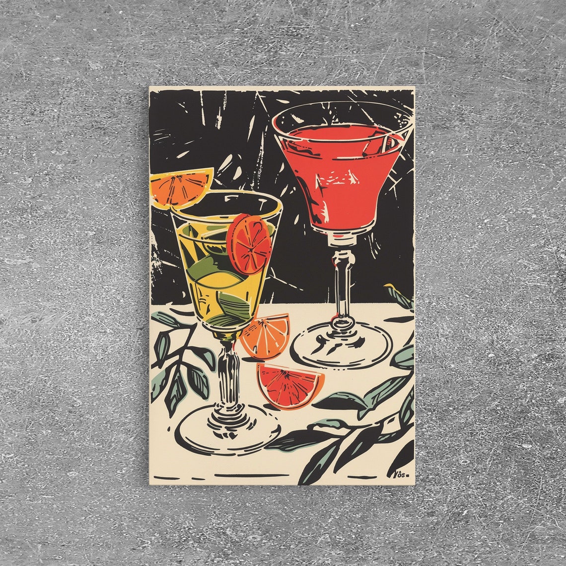 Retro Cocktail Duo Yellow And Red Drinks Vintage Bar Wall Poster - Image 6