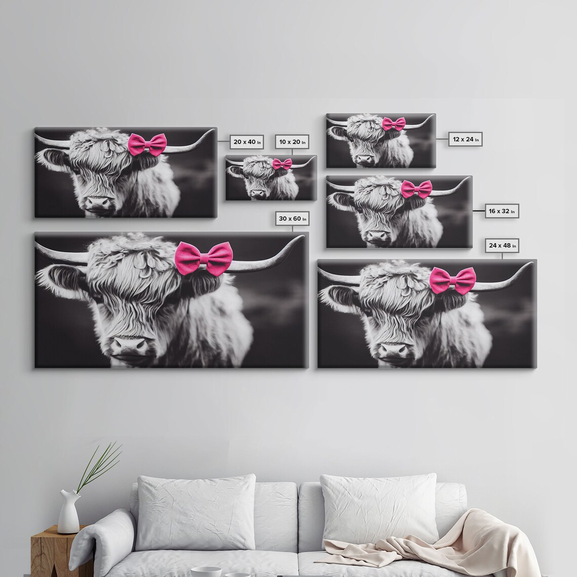 Highland Cow Art Print, Farmhouse Black And White - Image 2