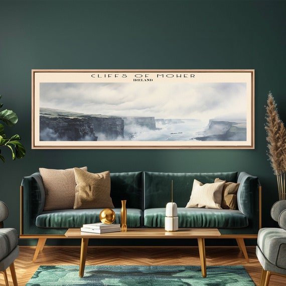 Cliffs Of Moher Panoramic Wall Art Travel Poster Gift For Travel Lover Vacation Gift Ireland Wall Art Home Decor Original Art