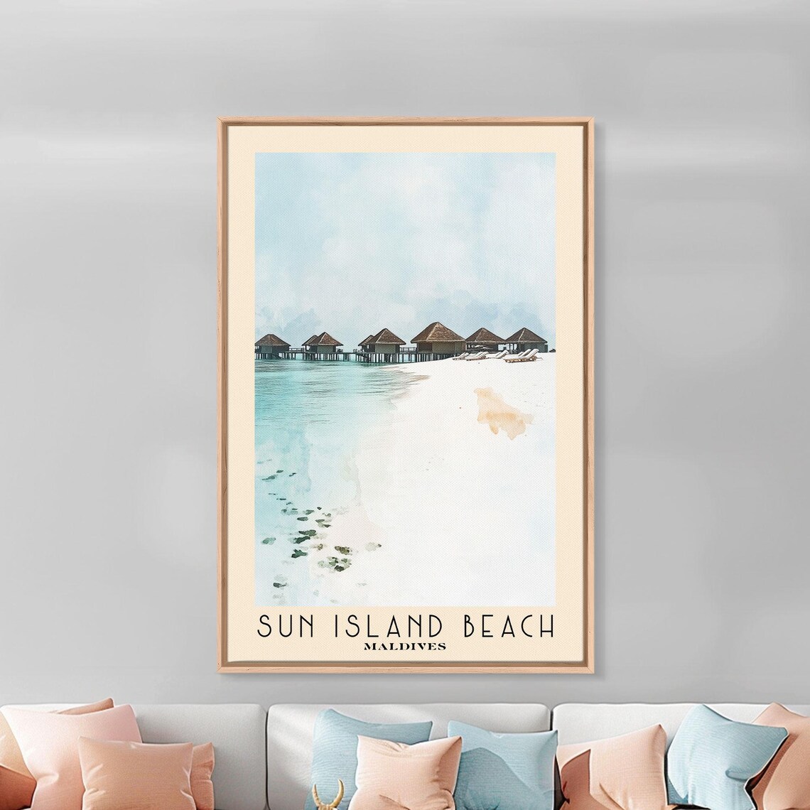 Sun Island Beach Maldives Overwater Villas White Sand Lagoon Poster - Image 2
