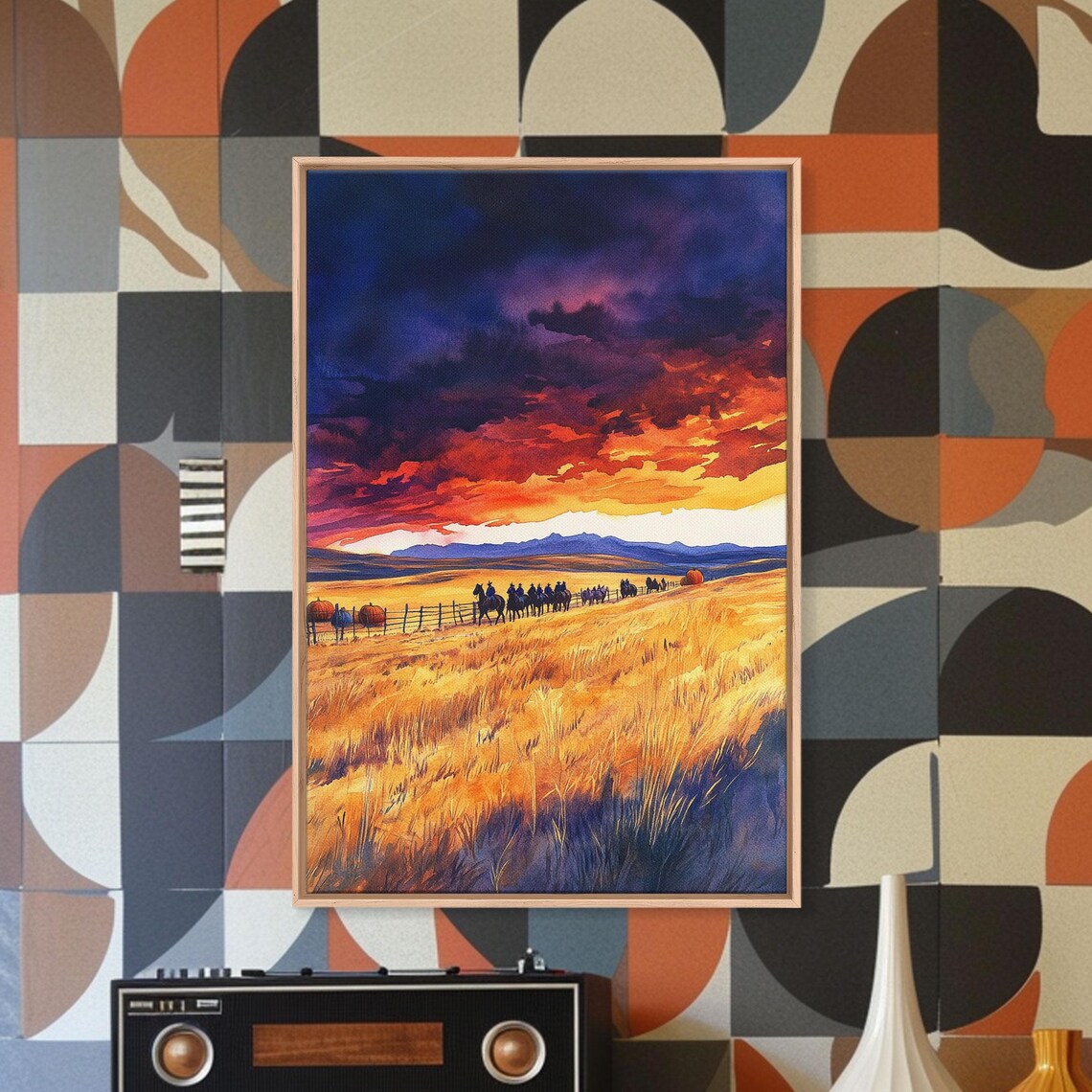 Cattle Drive At Sunset Cowboys Herding Across Golden Fields Poster - Image 5