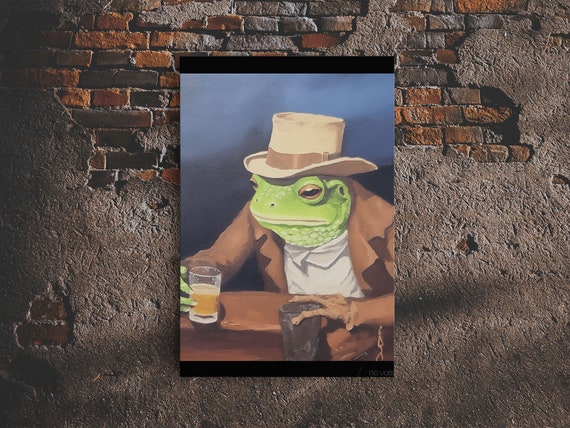 Sad Cowboy Frog Havin A Beer Cowboy Frog Framed Print