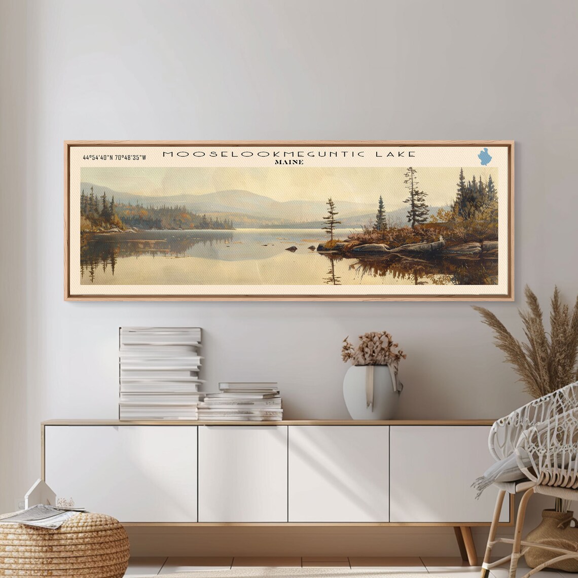 Mooselookmeguntic Lake Maine Golden Water Pines Rocky Point Travel Poster - Image 5