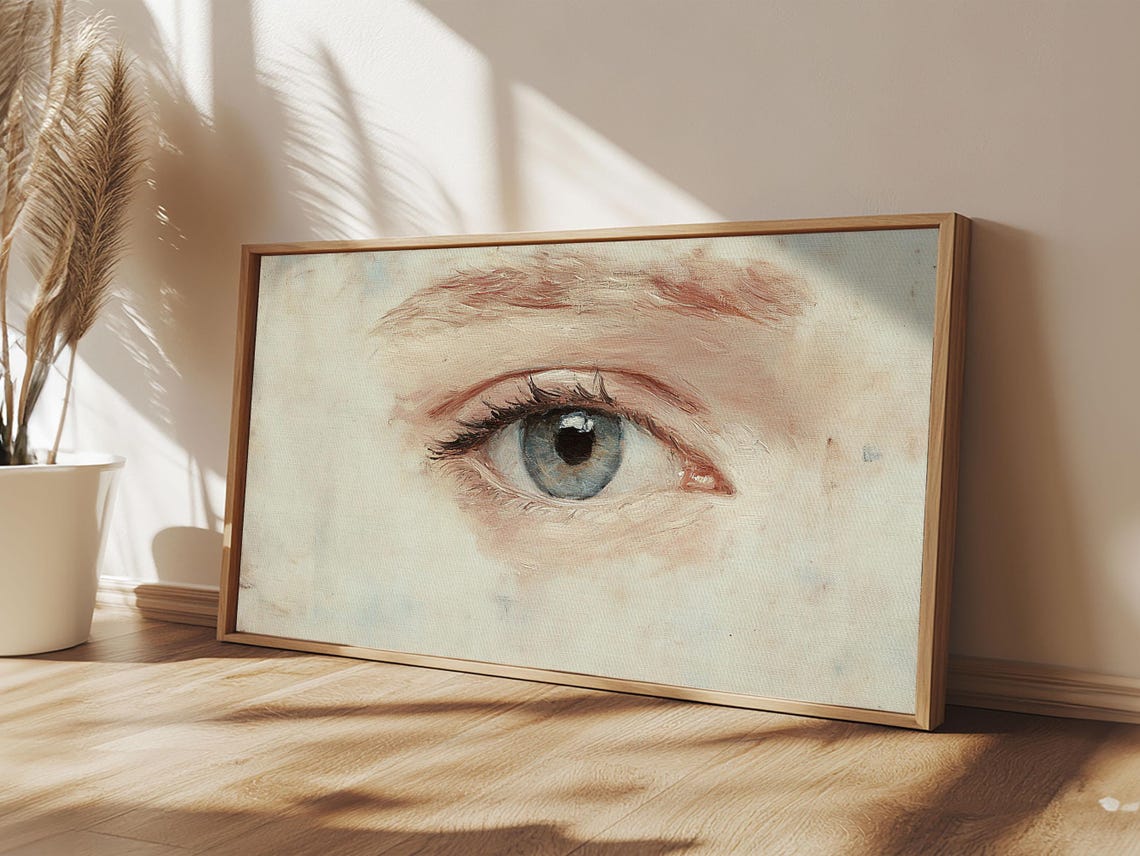 Blue Human Eye Closeup Study Soft Watercolor Whimsical Detail Wall Art - Image 5