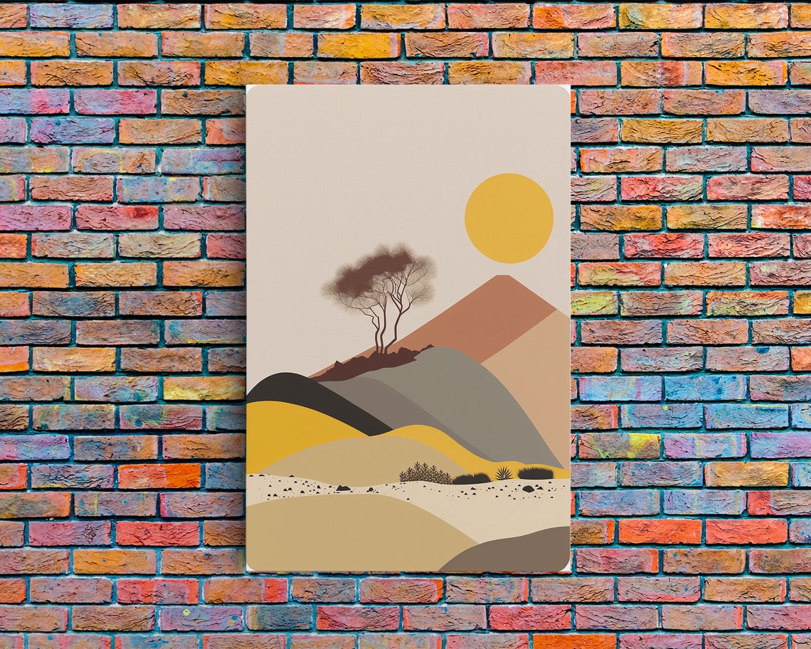 Pueblo Style Boho Desert Art Framed Print Minimalist Landscape Painting - Image 6