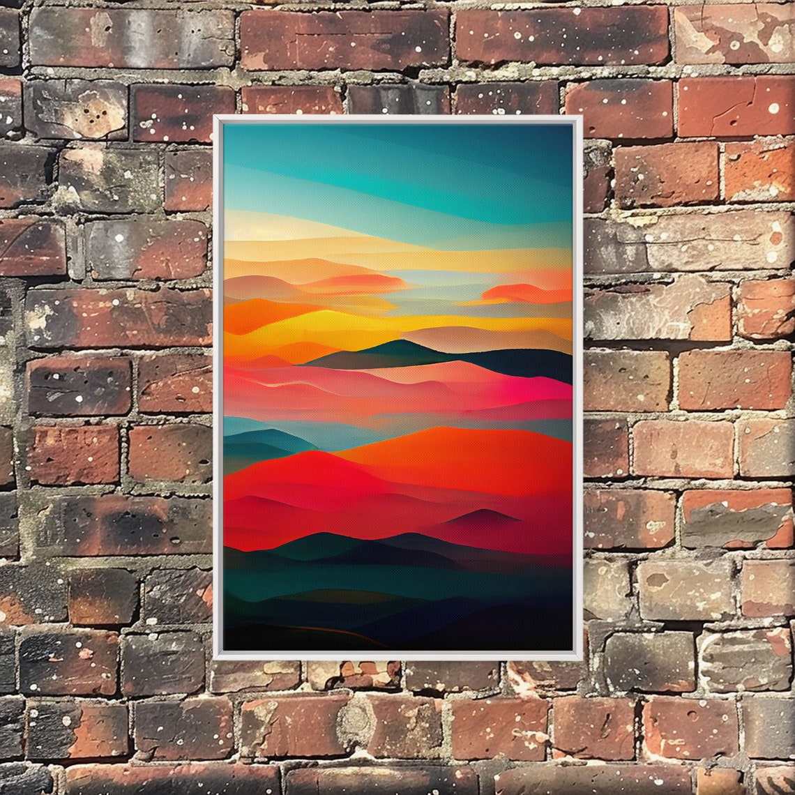 Art Deco Print Midcentury Modern Sunset And Clouds Unique Wall Art - Image 3