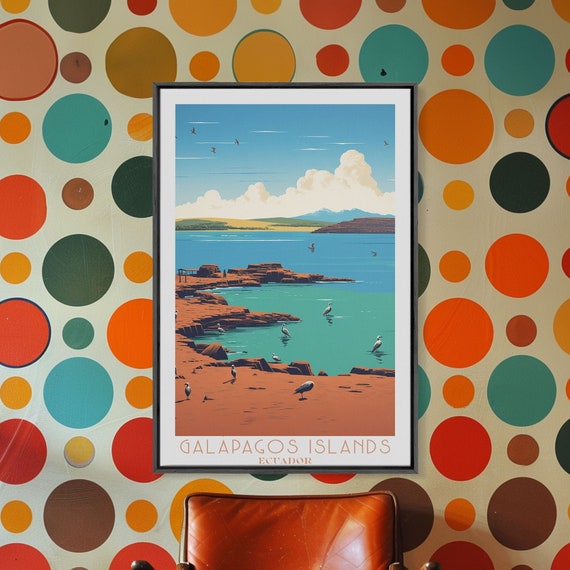 Galapagos Islands Original Wall Art Travel Poster Gift For Travel Lover Vacation Gift Ecuador Wall Art Home Decor Original Art