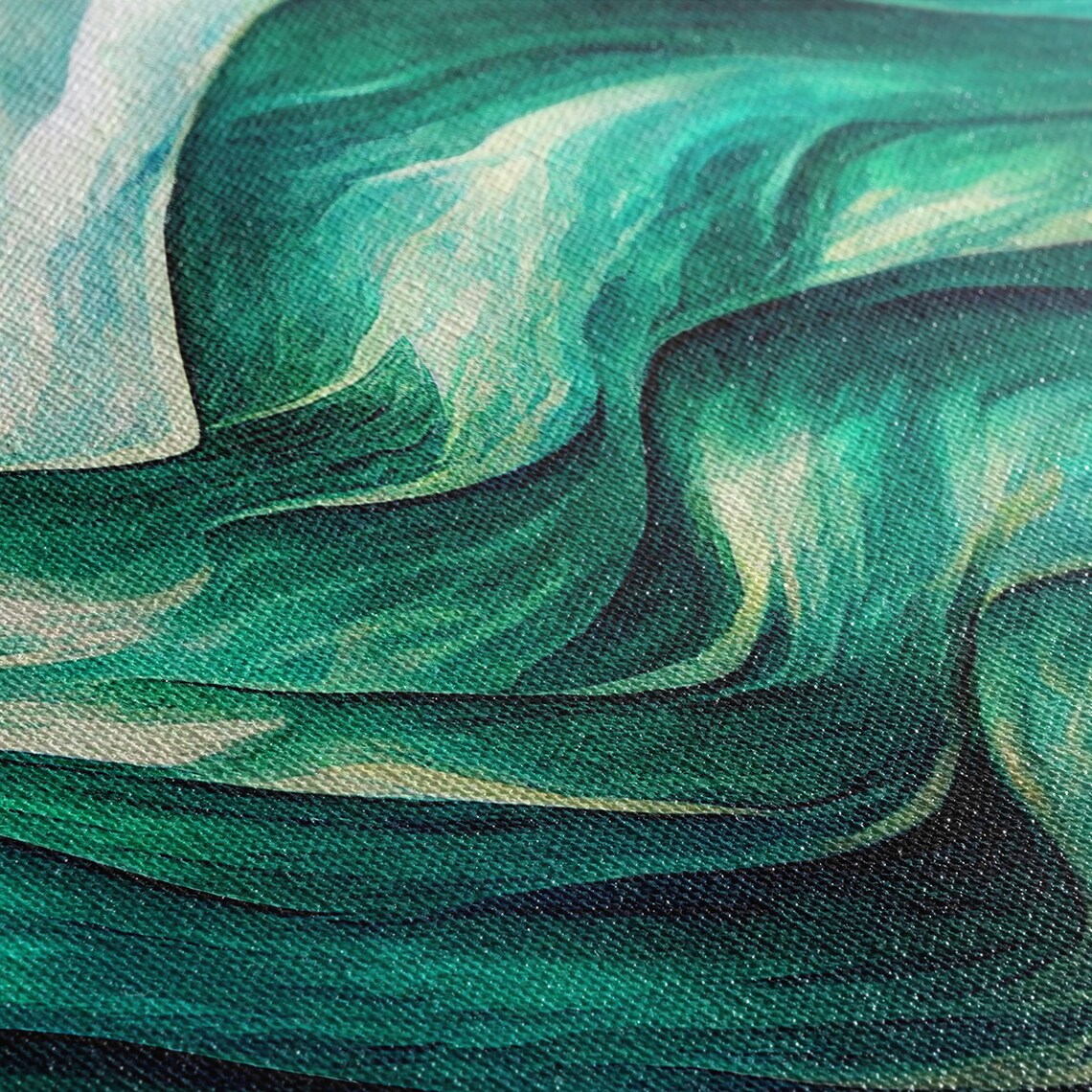 Sea Green Ocean Waves, Art Deco Wall Art Print - Image 2